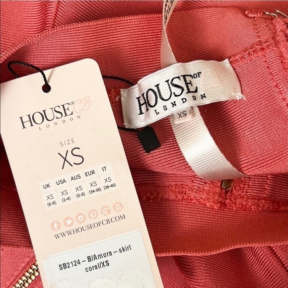 NWT HOUSE OF CB Coral Zipper Detail Bandage High Waist Bodycon‎ Pencil Skirt XS - Picture 5 of 6